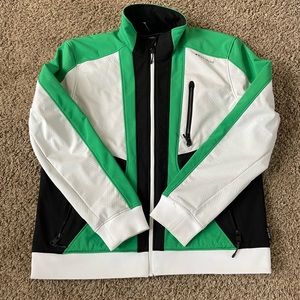 Green and white body glove jacket
